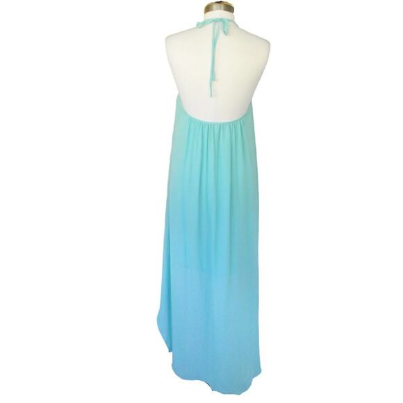 Ramy Brook High Low Halter Maxi Midi Dress Aqua Blue Backless Beachy Boho Resort - Picture 4 of 11
